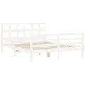 Cadre de lit avec tête de lit blanc King Size bois massif