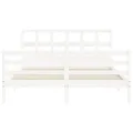 Cadre de lit avec tête de lit blanc King Size bois massif