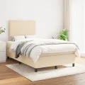 cadre de lit avec matelas Crème 120x200 cm Tissu