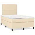 cadre de lit avec matelas Crème 120x200 cm Tissu