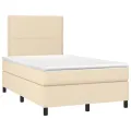 cadre de lit avec matelas Crème 120x200 cm Tissu