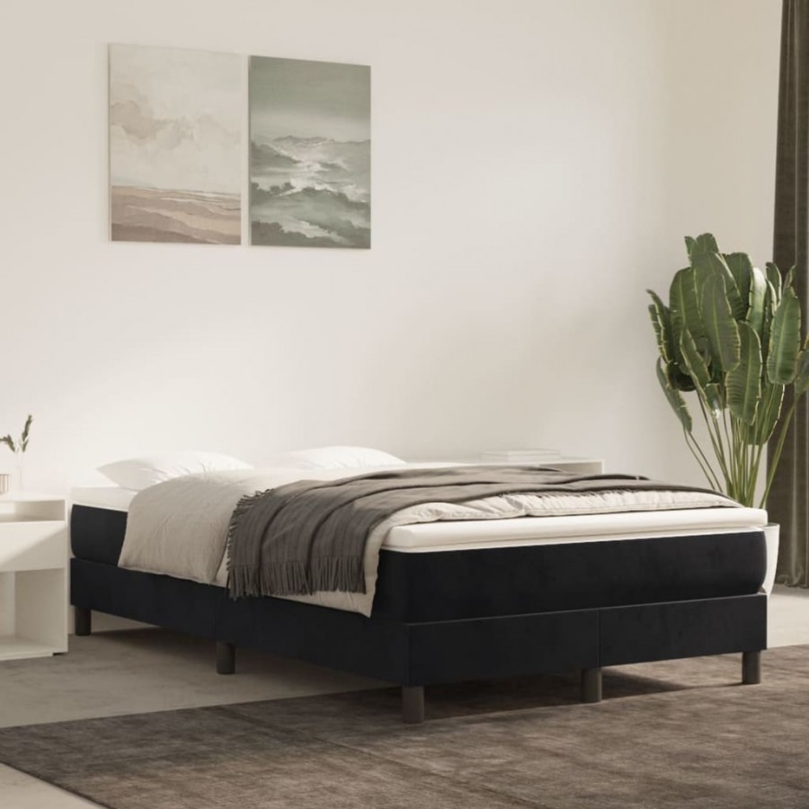 cadre de lit avec matelas Noir 120x200 cm Velours