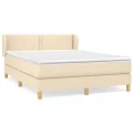 cadre de lit avec matelas Crème 140x200 cm Tissu