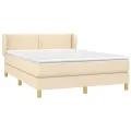 cadre de lit avec matelas Crème 140x200 cm Tissu