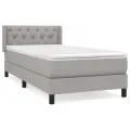 cadre de lit avec matelas Gris clair 80x200 cm Tissu