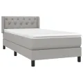 cadre de lit avec matelas Gris clair 80x200 cm Tissu