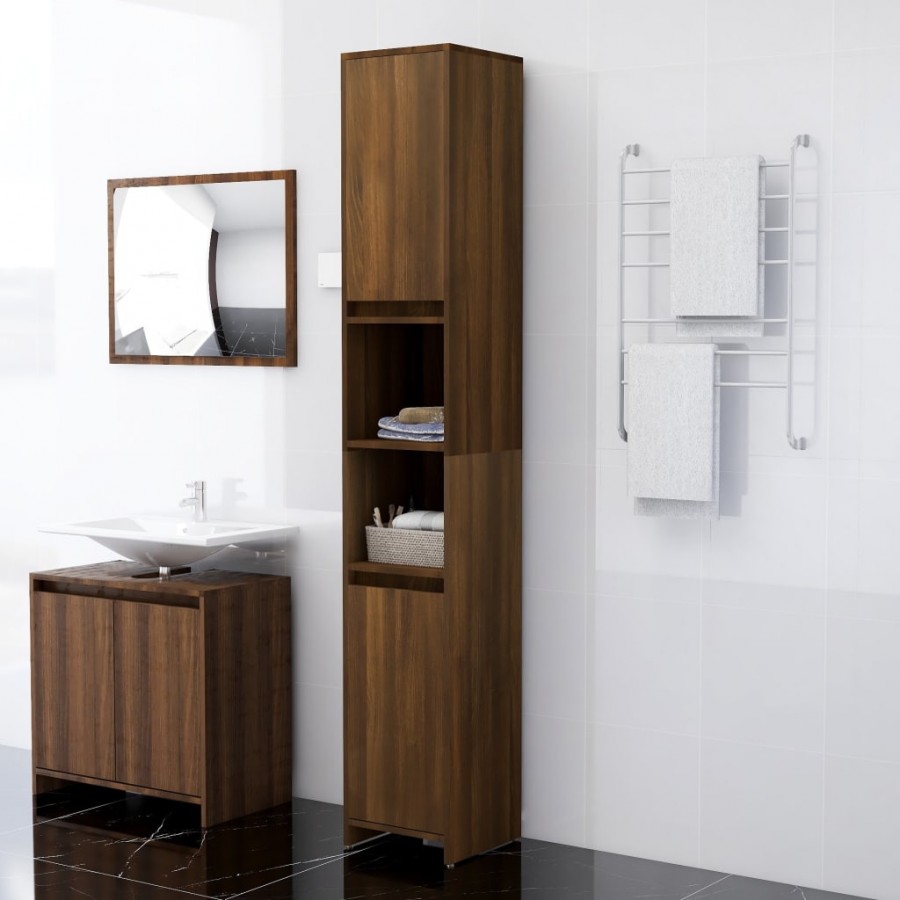 Armoire de bain Chêne marron 30x30x183,5 cm Bois d'ingénierie