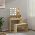 Ensemble de coiffeuse avec LED Chêne sonoma Bois d'ingénierie