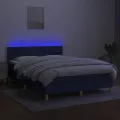 cadre de lit avec matelas LED Bleu 140x200 cm Tissu