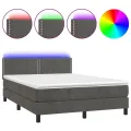 cadre de lit avec matelas LED Gris foncé 140x190 cm