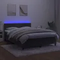 cadre de lit avec matelas LED Gris foncé 140x190 cm