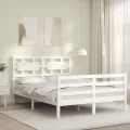Cadre de lit avec tête de lit blanc 140x200 cm bois massif