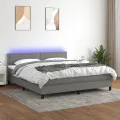 cadre de lit et matelas et LED Gris foncé 180x200 cm