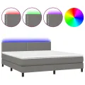cadre de lit et matelas et LED Gris foncé 180x200 cm
