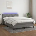 cadre de lit et matelas et LED Gris foncé 140x190 cm