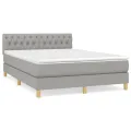 cadre de lit avec matelas Gris clair 140x200cm Tissu