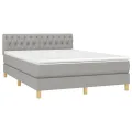 cadre de lit avec matelas Gris clair 140x200cm Tissu