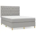 cadre de lit avec matelas Gris clair 140x190cm Tissu