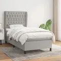 cadre de lit avec matelas Gris clair 100x200cm Tissu