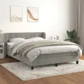 cadre de lit et matelas Gris clair 140x190cm Velours
