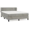 cadre de lit et matelas Gris clair 140x190cm Velours