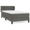 cadre de lit et matelas Gris foncé 80x200 cm Velours