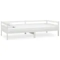 Lit de repos avec matelas 90x200 cm Blanc Bois de pin massif