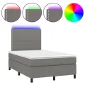cadre de lit et matelas et LED Gris foncé 120x200 cm