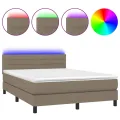 cadre de lit avec matelas LED Taupe 140x200 cm Tissu