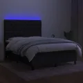 cadre de lit et matelas et LED Noir 140x190 cm Tissu