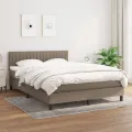 cadre de lit avec matelas Taupe 140x200 cm Tissu
