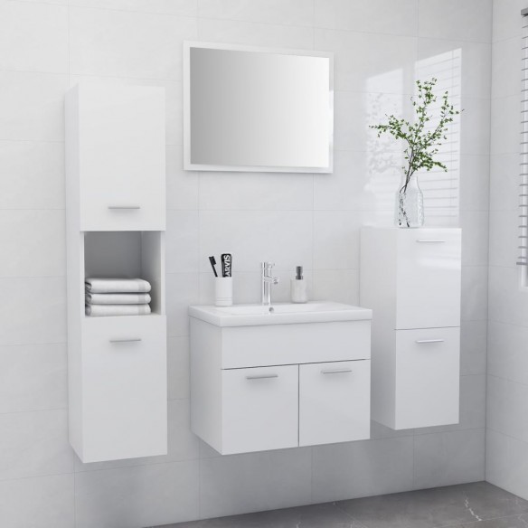 Ensemble de meubles de salle de bain Blanc brillant Aggloméré