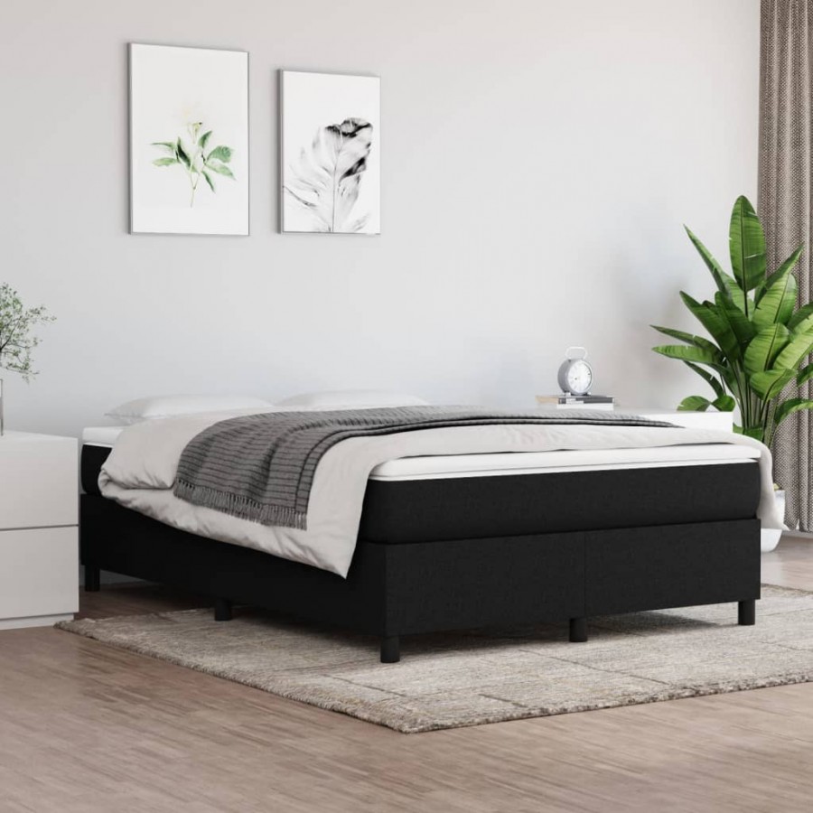 cadre de lit avec matelas Noir 140x200 cm Tissu