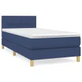 cadre de lit avec matelas Bleu 100x200 cm Tissu