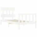 Cadre de lit avec tête de lit blanc simple bois massif
