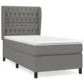 cadre de lit avec matelas Gris foncé 90x200 cm Tissu