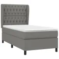 cadre de lit avec matelas Gris foncé 90x200 cm Tissu