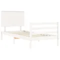 Cadre de lit avec tête de lit blanc 90x200 cm bois massif