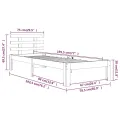 Cadre de lit Blanc Bois massif 75x190 cm Petit simple