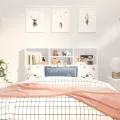 Armoire de tête de lit Blanc brillant 120x19x103,5 cm