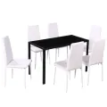 Ensemble de table à manger sept pièces noir et blanc