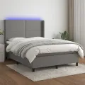 cadre de lit matelas LED Gris foncé 140x190 cm Tissu