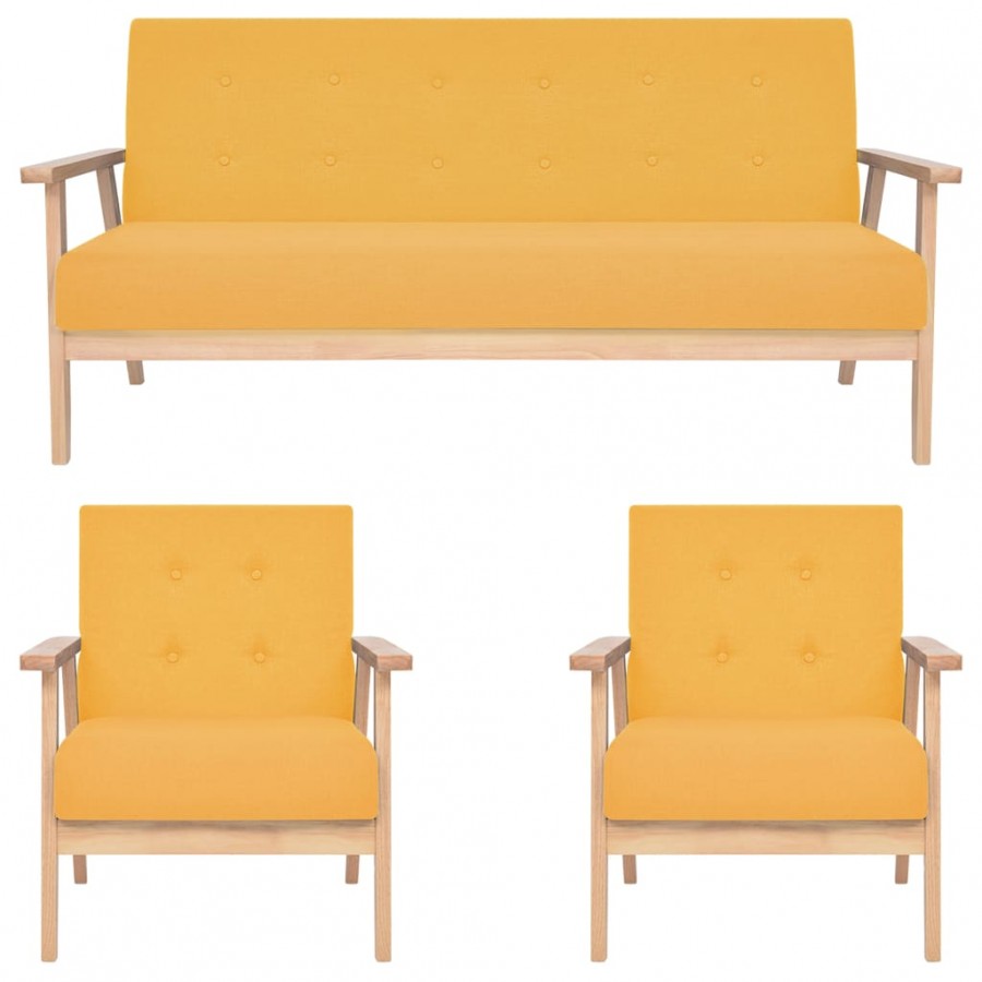 Ensemble de canapés 3 pcs Tissu Jaune