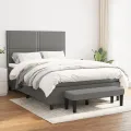 cadre de lit avec matelas Gris foncé 140x190cm Tissu