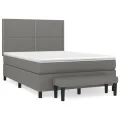 cadre de lit avec matelas Gris foncé 140x190cm Tissu
