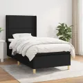 cadre de lit avec matelas Noir 100x200 cm Tissu