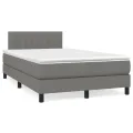 cadre de lit avec matelas Gris foncé 120x200cm Tissu
