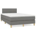 cadre de lit avec matelas Gris foncé 120x200cm Tissu