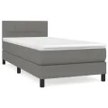 cadre de lit avec matelas Gris foncé 100x200cm Tissu