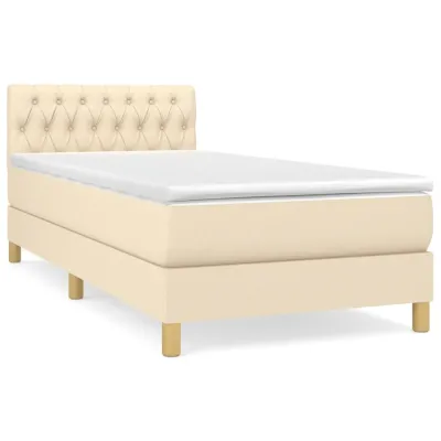 cadre de lit et matelas Crème 90x190 cm Tissu